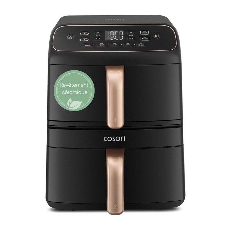 Friteuse sans huile COSORI - Turbo Tower™ Compact - Capacité 8,6 L - 2 cuves - 5 programmes - 2630W - Noir