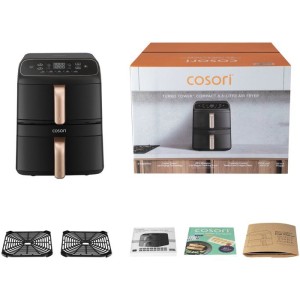 Friteuse sans huile COSORI - Turbo Tower™ Compact - Capacité 8,6 L - 2 cuves - 5 programmes - 2630W - Noir