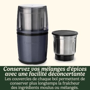 Moulin a épices - CUISINART - Fonctionne par impulsion - 2 bols avec couvercle - Bleu nuit