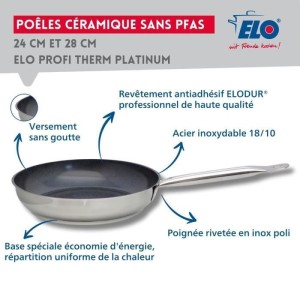 3er-Set Induktionsbratpfannen mit Glasdeckeln – ELO – Professional – Edelstahl 18/10 ELODUR – Ø 24, 28 und 32 cm