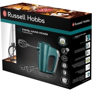 Russell Hobbs 25891-56 Wirbelmischer, 5 Geschwindigkeiten, Turbofunktion, 1 Paar Propeller, Kneter, Schneebesenmischer - Türkis