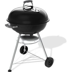 Weber Kompakt-Kugelgrill für Holzkohle – Ø 57 cm – Emaillierter Stahl – Belüftungsöffnung – 9 Maßgedecke – Schwar