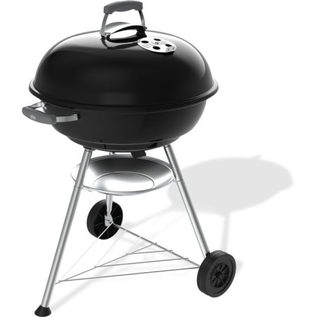 Weber Kompakt-Kugelgrill für Holzkohle – Ø 57 cm – Emaillierter Stahl – Belüftungsöffnung – 9 Maßgedecke – Schwar