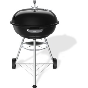 Weber Kompakt-Kugelgrill für Holzkohle – Ø 57 cm – Emaillierter Stahl – Belüftungsöffnung – 9 Maßgedecke – Schwar