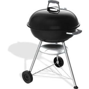 Weber Kompakt-Kugelgrill für Holzkohle – Ø 57 cm – Emaillierter Stahl – Belüftungsöffnung – 9 Maßgedecke – Schwar