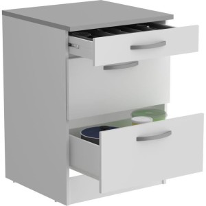 Oslo Low Cabinet 3 Schubladen + Plan - Weißes Dekor - L 60 x D 60 x H 86 cm