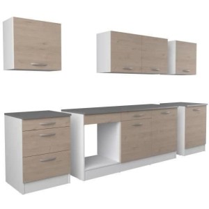 Komplette Oslo -Küche - L 300 cm - Chene Decor - Arbeitsplatte inklusive