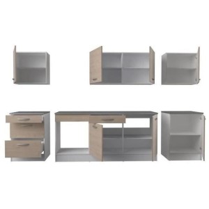 Cuisine complete OSLO - L 300 cm - Décor chene - Plan de travail inclus