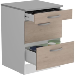 Oslo Low Cabinet 3 Schubladen + Plan - Jackson Chene Dekor - L 60 x D 60 x H 86 cm