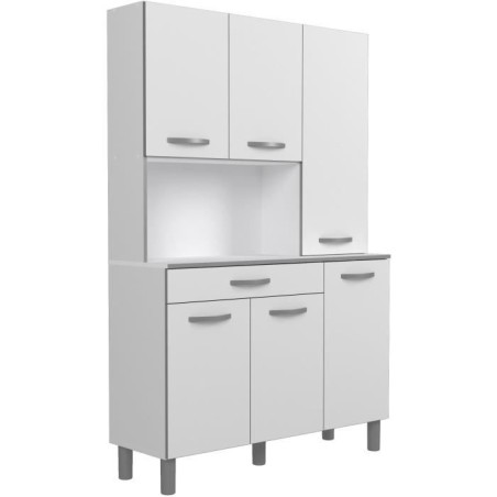 Oslo Buffet von 120 cm - 1 Schublade und 6 Türen - L 120 x D 40 x H 185 cm - Weiße Farbe