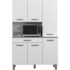 Oslo Buffet von 120 cm - 1 Schublade und 6 Türen - L 120 x D 40 x H 185 cm - Weiße Farbe