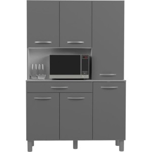 Oslo -Buffet von 120 cm - 1 Schublade und 6 Türen - L 120 x D 40 x H 185 cm - Brilliant graue Farbe - Ekipa