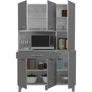 Oslo -Buffet von 120 cm - 1 Schublade und 6 Türen - L 120 x D 40 x H 185 cm - Brilliant graue Farbe - Ekipa