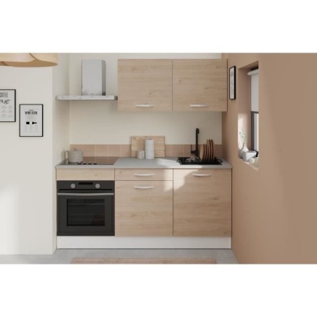 Komplette Oslo Kitchen - L 180 cm - Chene - Arbeitsplan enthalten
