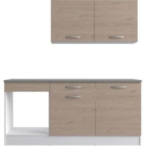 Komplette Oslo Kitchen - L 180 cm - Chene - Arbeitsplan enthalten