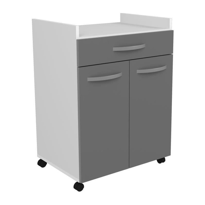 Oslo served 60 cm - 1 drawer and 1 door - L 60 x D 44 x H 81 cm - Brilliant gray color - Ekipa