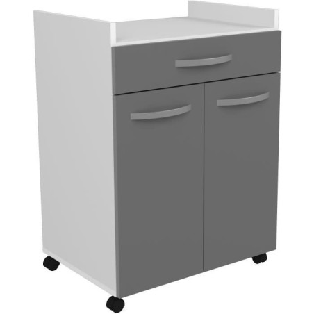 Oslo serviert 60 cm - 1 Schublade und 1 Tür - L 60 x D 44 x H 81 cm - Brillante graue Farbe - Ekipa