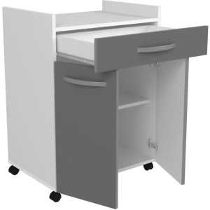 Oslo served 60 cm - 1 drawer and 1 door - L 60 x D 44 x H 81 cm - Brilliant gray color - Ekipa