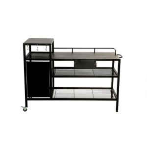 BRASERO Chariot pour Plancha - 128x60x89 cm - Pour plancha jusqu'a 4 feux - Métal - Noir