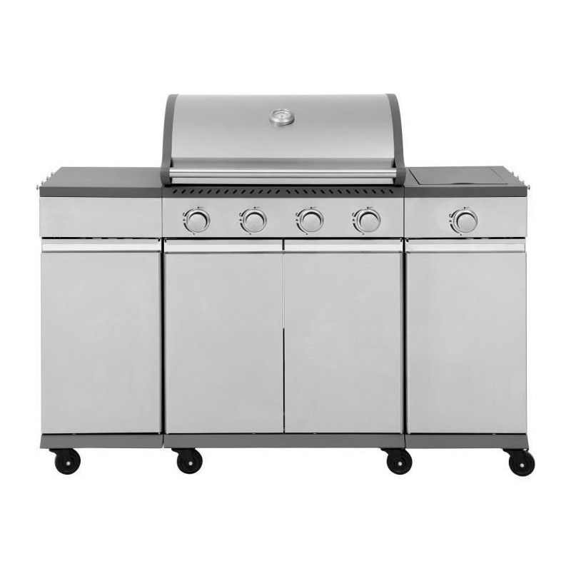 COOKING BOX Barbecue a gaz BRISBANE - Cuisine inox - 142x57x112 cm - Surface de cuisson : 70x42 cm - Gris