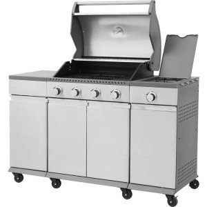 Gasgrill - COOKING BOX - BRISBANE - Edelstahlküche - 142 X 57 X 112 cm - Grau