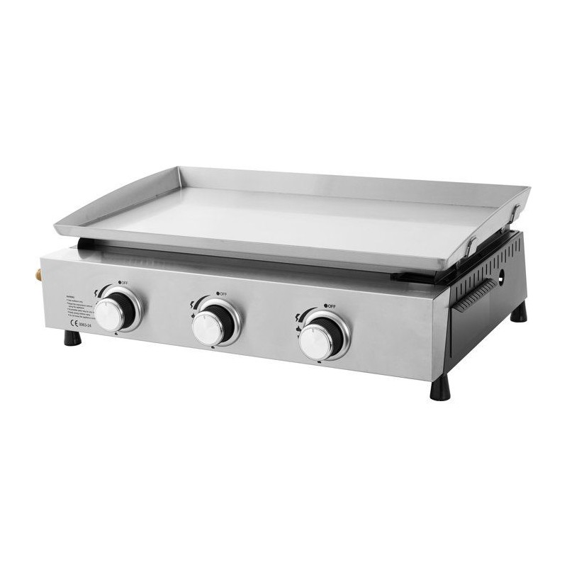 Plancha a gaz - Cookingbox - Faro - 3 brûleurs - Surface de cuisson : 61 x 35 cm - Cuve en acier - Acier inoxydable
