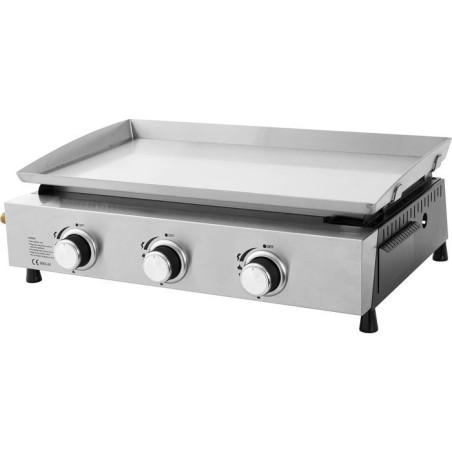 Plancha a gaz - Cookingbox - Faro - 3 brûleurs - Surface de cuisson : 61 x 35 cm - Cuve en acier - Acier inoxydable