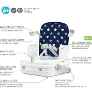 Réhausseur bébé pour table a manger - BENBAT - Portable et lavable - Facile a plier - Harnais de sécurité réglable - Marin
