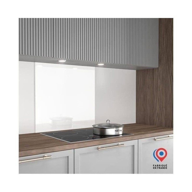 Crédence - Fond de hotte - AURYS - Verre - Extra blanc - Laqué blanc - 900*450 - 6 mm