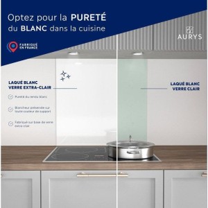 Spritzschutz - Dunstabzugshaubenrückwand - AURYS - Glas - Extraweiß - Weiß lackiert - 900*450 - 6 mm