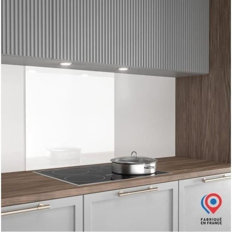 Crédence - Fond de hotte - AURYS - Verre - Extra blanc - Laqué blanc - 700*600 - 6 mm