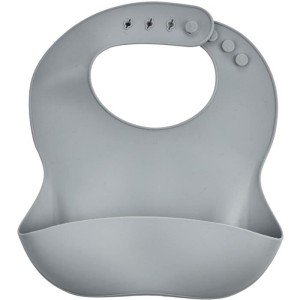 Lot de 2 bavoirs - THERMOBABY - Silicone - Vert Cactus et Gris - Etanches et réglables