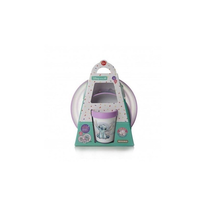 COFFRET REPAS 3 PIeCES GOBELET + BOL + ASSIETTE ANTIDÉRAPANTS LILO et STITCH