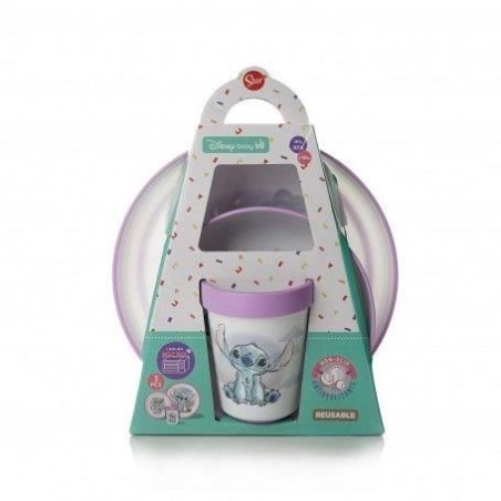 LILO und STITCH 3-TEILIGES ESSENSSET: RUTSCHFESTE TASSE + SCHÜSSEL + TELLER