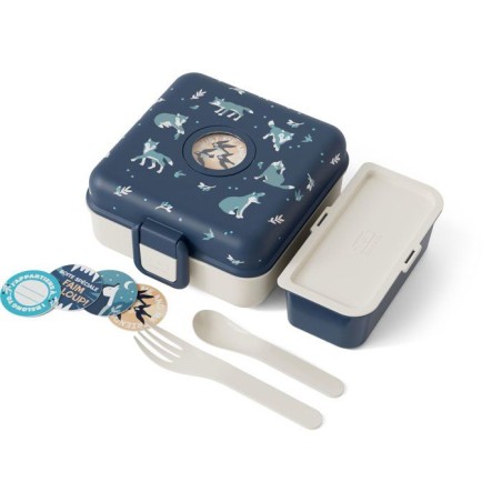 Kinder-Sandwichbox – MONBENTO – Inkl. Besteck – BPA-frei – Snacky Wolf