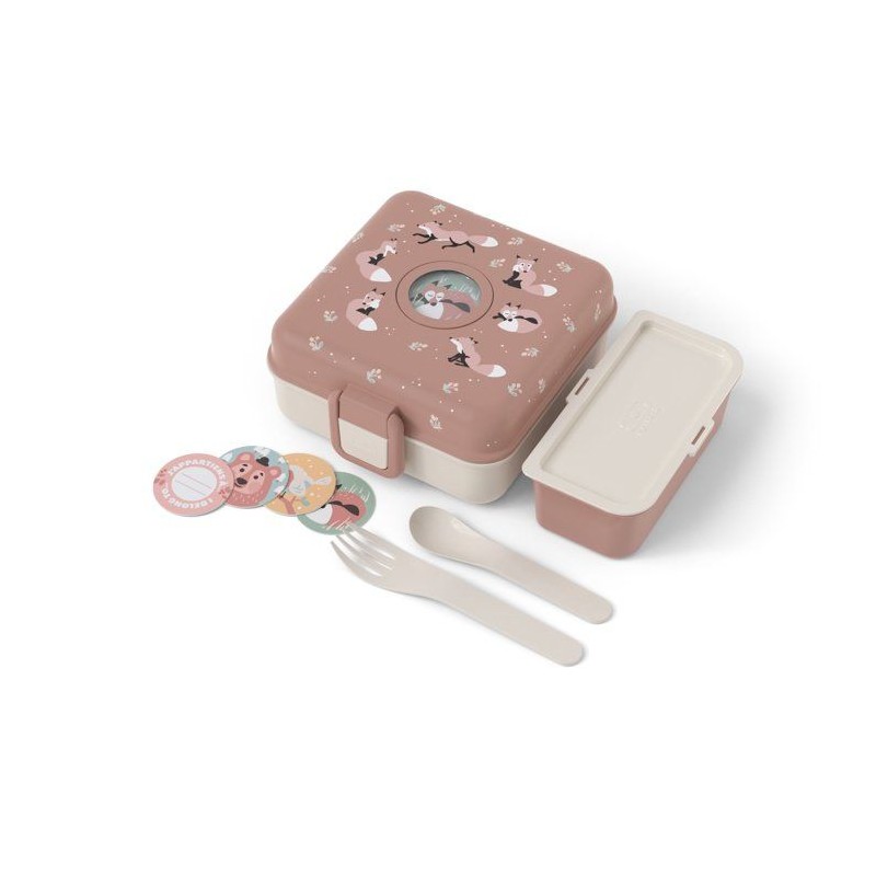 Boite a Sandwich Enfant - MONBENTO - Couverts inclus - Sans BPA - Snacky Fox