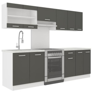 ULTRA Cuisine complete avec plan de travail L 2m40 - 7 éléments -Gr...