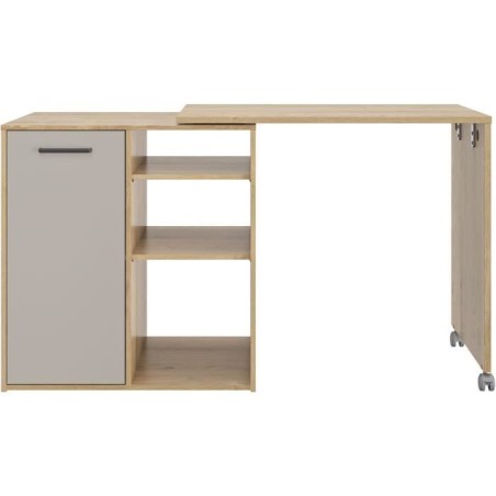 ALPAGA - Ilot central pivotant - 1 porte - 156 x 60 x 88 cm - Chene Silva / Grege - GAMI
