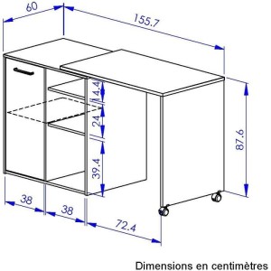 ALPAGA – Drehinsel – 1 Tür – 156 x 60 x 88 cm – Eiche Silva / Grege – GAMI