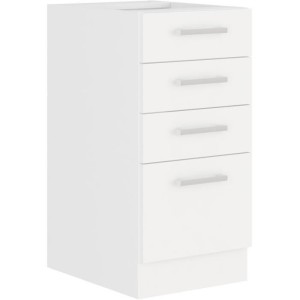 ATLAS Meuble bas 4 tiroirs - Décor blanc - L40 x P52x H82 - Plan de travail non inclus