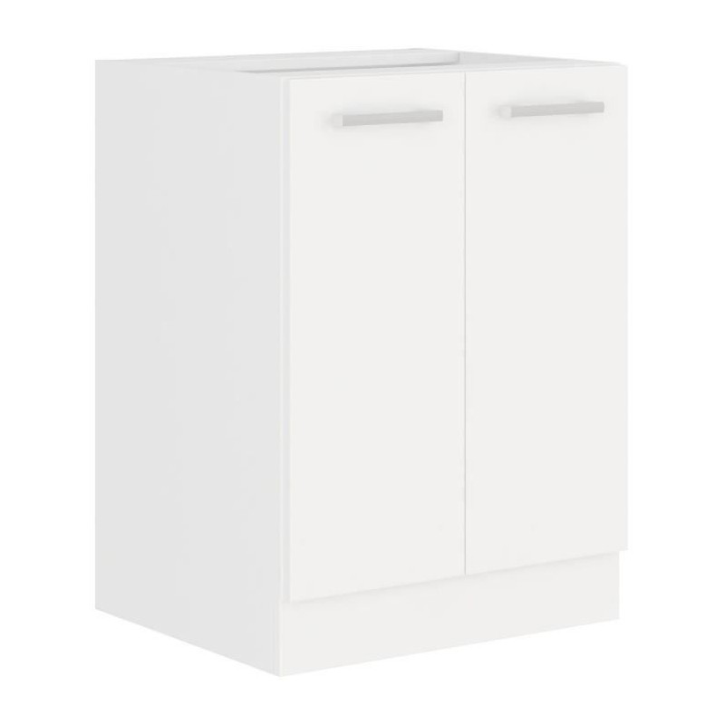 ATLAS Meuble bas 2 portes - Décor blanc - L60 x P52 x H82 cm - Plan de travail non inclus