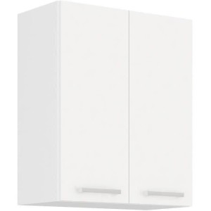 ATLAS Hochschrank mit 2 Türen – weißes Dekor – L60 cm