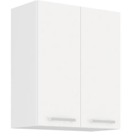 ATLAS Hochschrank mit 2 Türen – weißes Dekor – L60 cm