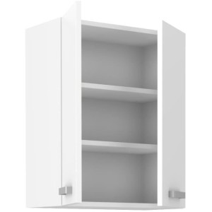 ATLAS Hochschrank mit 2 Türen – weißes Dekor – L60 cm