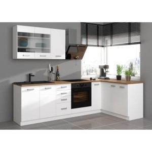 ATLAS Tall unit with 2 doors - White decor - L60 cm