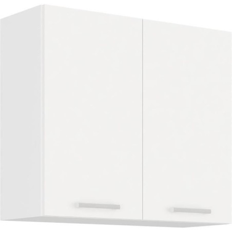 ATLAS Hochschrank mit 2 Flügeltüren - Weißes Dekor - L80 cm