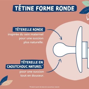 Duo sucettes caoutchouc - DODIE - GAIA - Ronde - 0/6 mois - Bord de mer