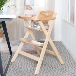 Klappbarer Hochstuhl – ROBA – SMART ZUSAMMENKLAPPBAR – Tablett + Sicherheitsgurt – Naturholz
