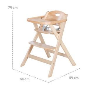 Klappbarer Hochstuhl – ROBA – SMART ZUSAMMENKLAPPBAR – Tablett + Sicherheitsgurt – Naturholz