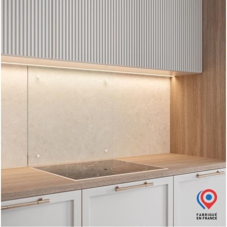 Crédence - Fond de hotte - AURYS - Verre - Transparent - 700*600 - 6 mm - 4 trous